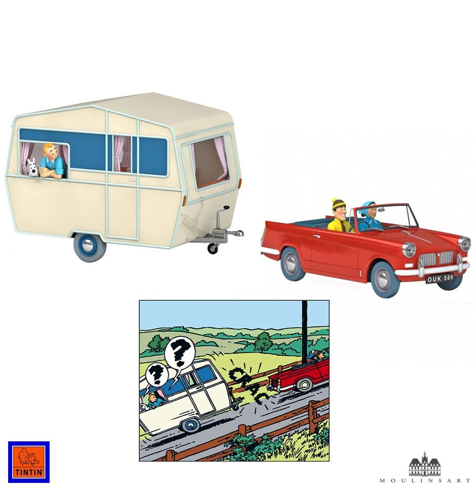 TINTIN TRIUMPH HERALD CONVERTIBLE & CARAVAN 1/24