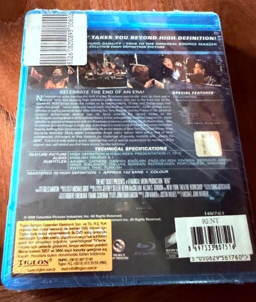 RENT LIVE ON BROADWAY BLU-RAY