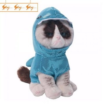 Komik Köpekbalığı Kostümlü Grumpy Cat Shark Peluş Kedi