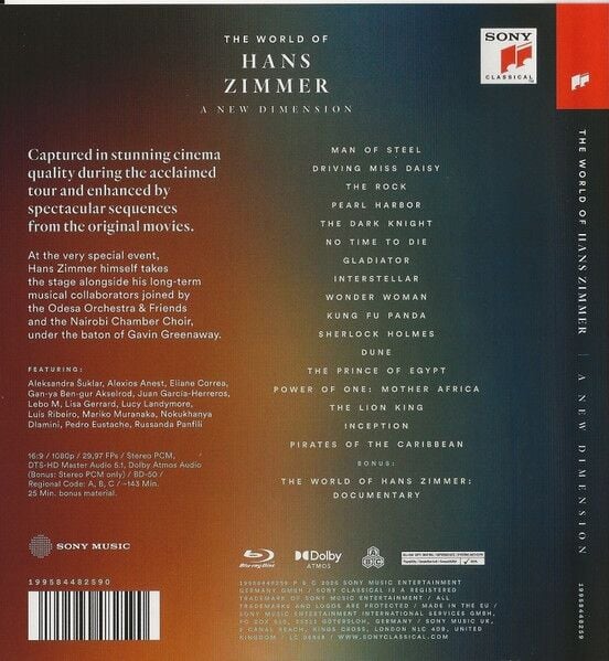 HANS ZIMMER - THE WORLD OF HANS ZIMMER BLU-RAY