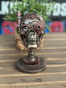 Steampunk Tasarım Kuru Kafa Ayaklı Biblo Obje