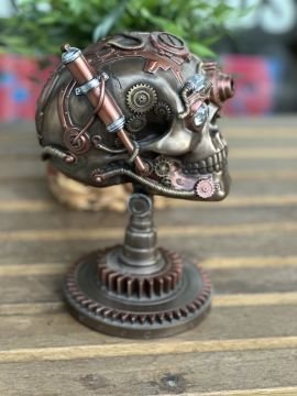 Steampunk Tasarım Kuru Kafa Ayaklı Biblo Obje