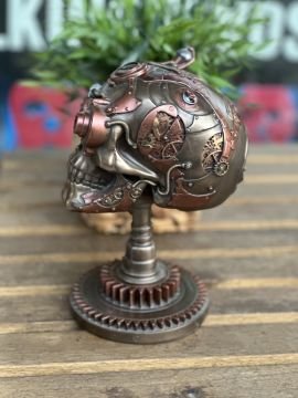 Steampunk Tasarım Kuru Kafa Ayaklı Biblo Obje