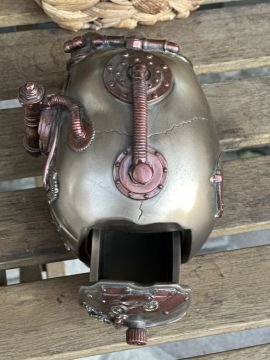 Steampunk Tasarım Kuru Kafa Saklama Kutulu Biblo