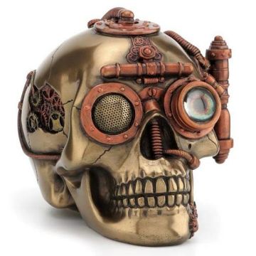 Steampunk Tasarım Kuru Kafa Saklama Kutulu Biblo