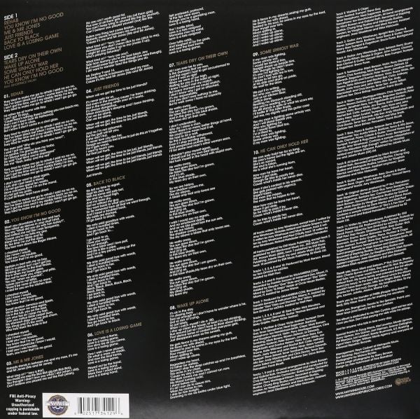 Amy Winehouse Back To Black LP Plak