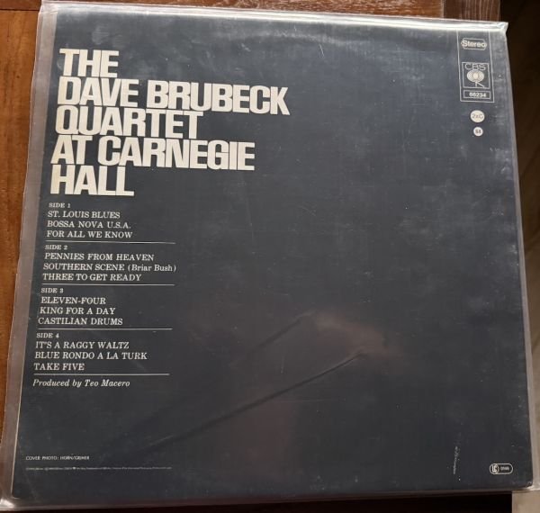 DAVE BRUBECK QUARTET - AT CARNEGIE HALL  - DOUBLE LP