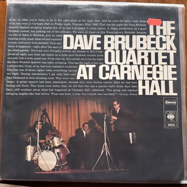 DAVE BRUBECK QUARTET - AT CARNEGIE HALL  - DOUBLE LP