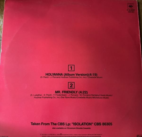 TOTO - HOLYANNA - MAXI SINGLE