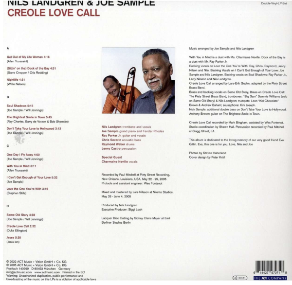 NILS LANDGREN & JOE SAMPLE - CREOLE LOVE CALL - DOUBLE LP
