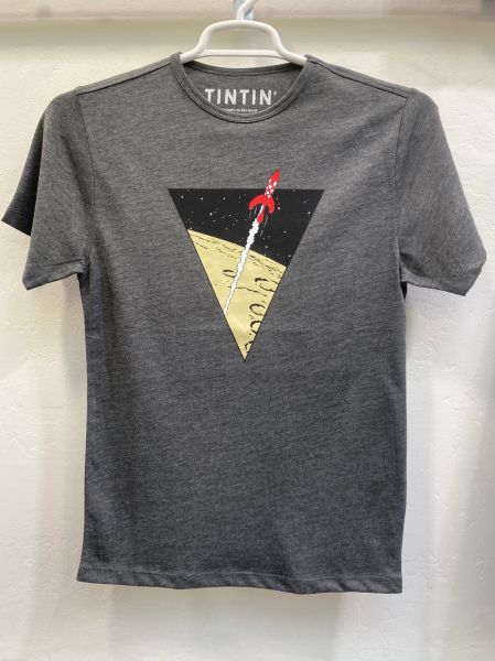 TINTIN T-SHIRT - ROCKET IN TRIANGLE - TENTEN T-SHIRT - L