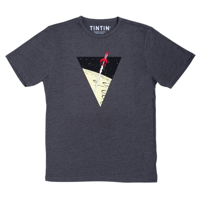 TINTIN T-SHIRT - ROCKET IN TRIANGLE - TENTEN T-SHIRT - L