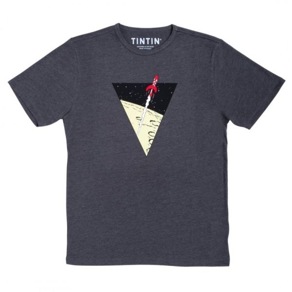 TINTIN T-SHIRT - ROCKET IN TRIANGLE - TENTEN T-SHIRT - L