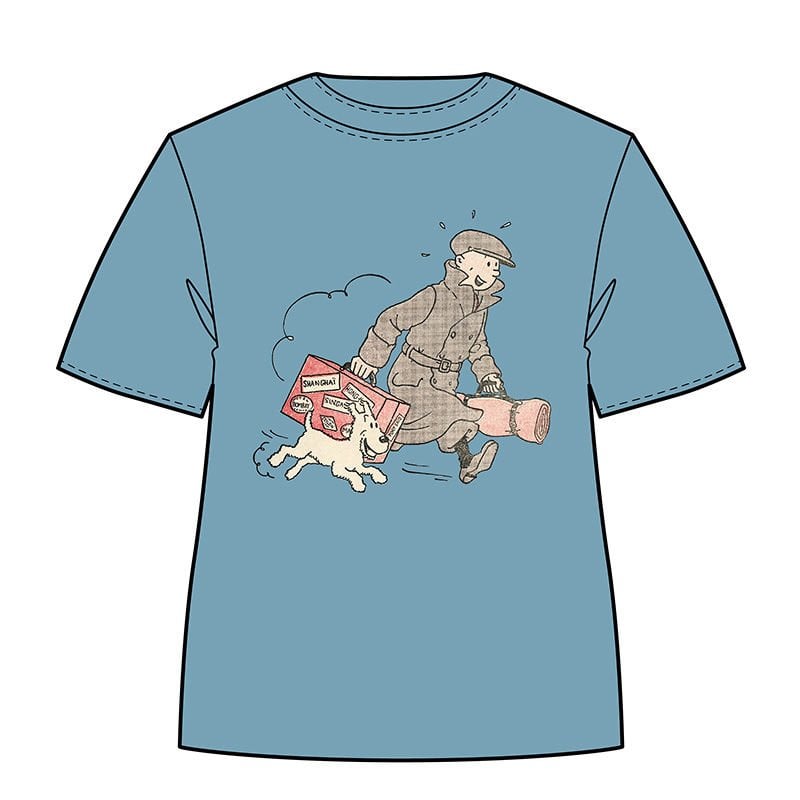 TINTIN T-SHIRT - TINTIN AND SNOWY SUITCASE - TENTEN T-SHIRT - XS