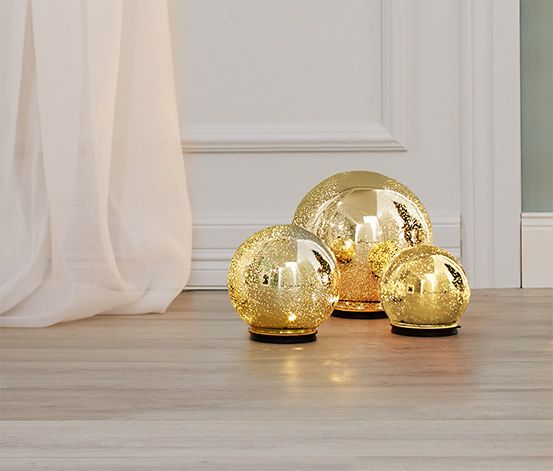 Led Işıklı Sarı Dekoratif Küre - Orta Boy