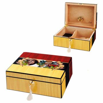 Angelo Cuban Design Humidor Küba Desenli Puro Kutusu 50 Lik