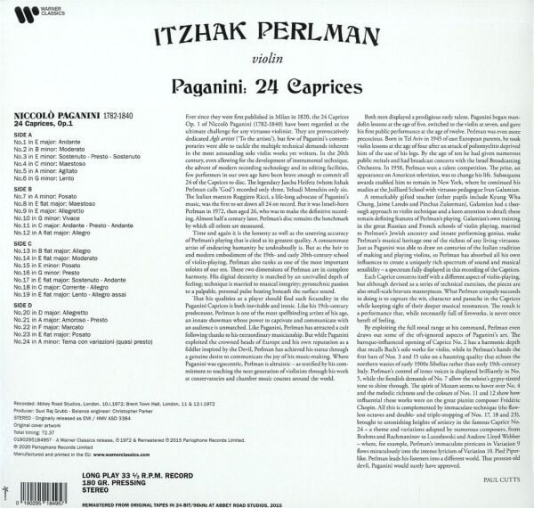 Itzhak Perlman Paganini 24 Caprices 2 LP Plak