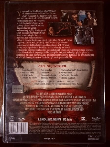 PIRATES OF THE CARIBBEAN - THE CURSE OF THE BLACK PEARL - KARAYİP KORSANLARI - DVD