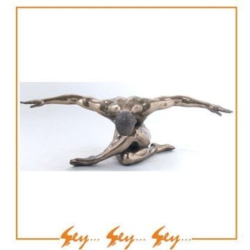 Wise Modern Bronz Renk Dekoratif İnsan Heykeli 28cm