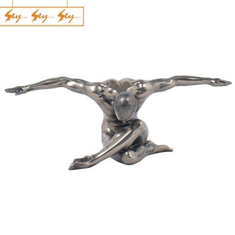 Wise Modern Bronz Renk Dekoratif İnsan Heykeli 45cm